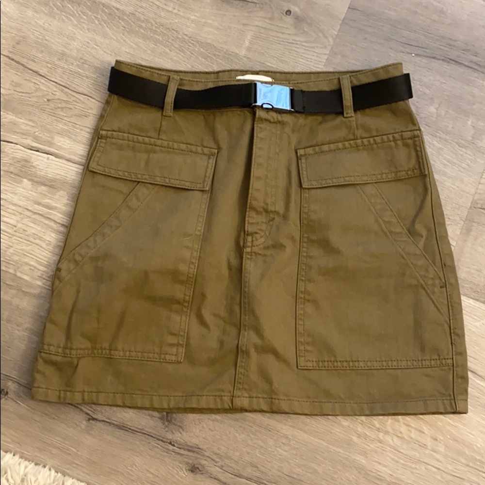Top Shop army green belted skirt